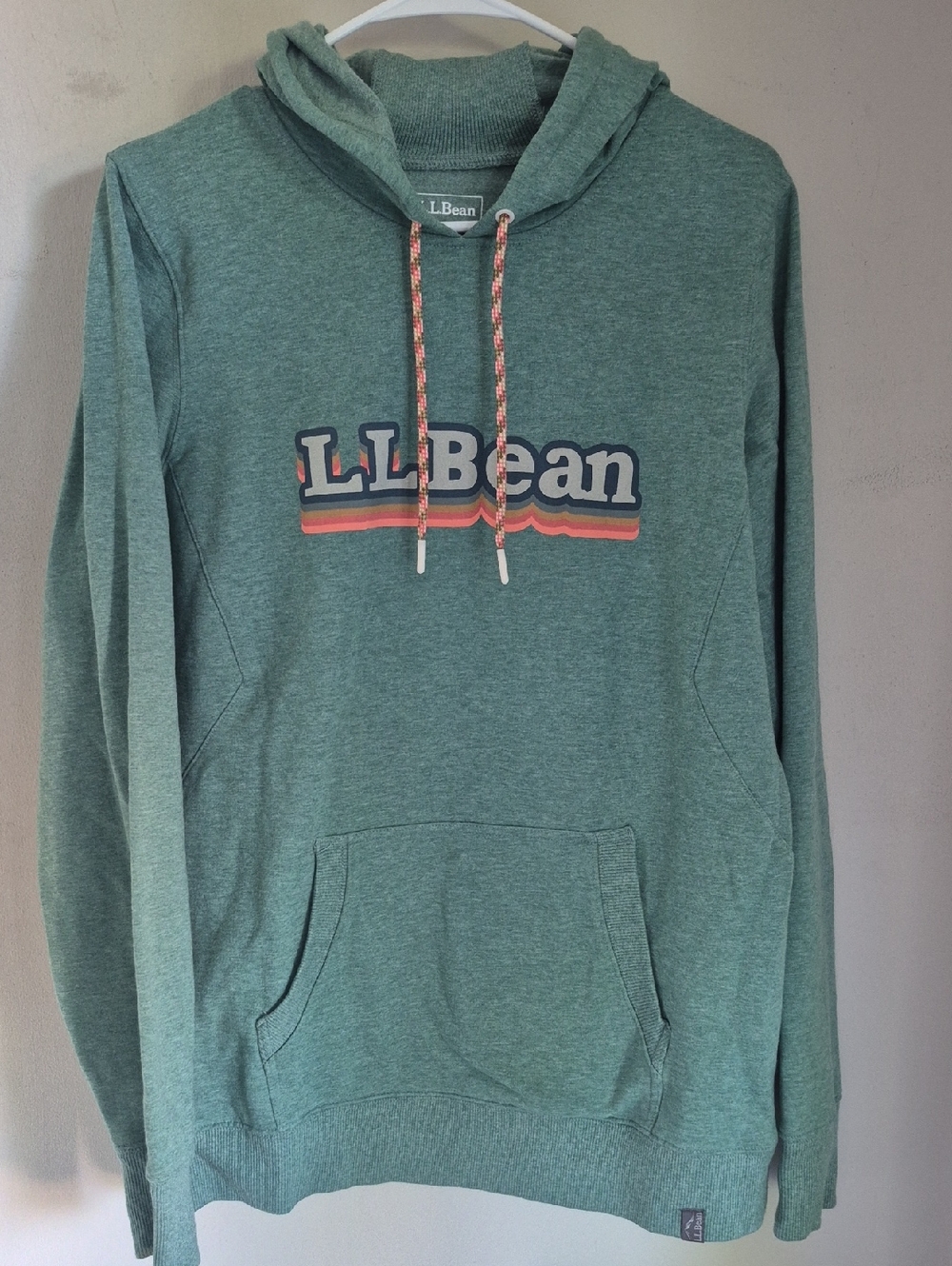 L.L. Bean Heathered Seafoam Green Logo Hooded Sweatshirt